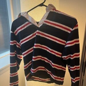 Brandy Melville Black and Red Striped Button Down Shirt